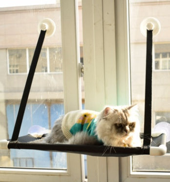KFX-7238589 Window Sill Cat Hammock – Double Layer Coral Velvet Cat Cushion with Suction Cups, Holds Up to 10kg