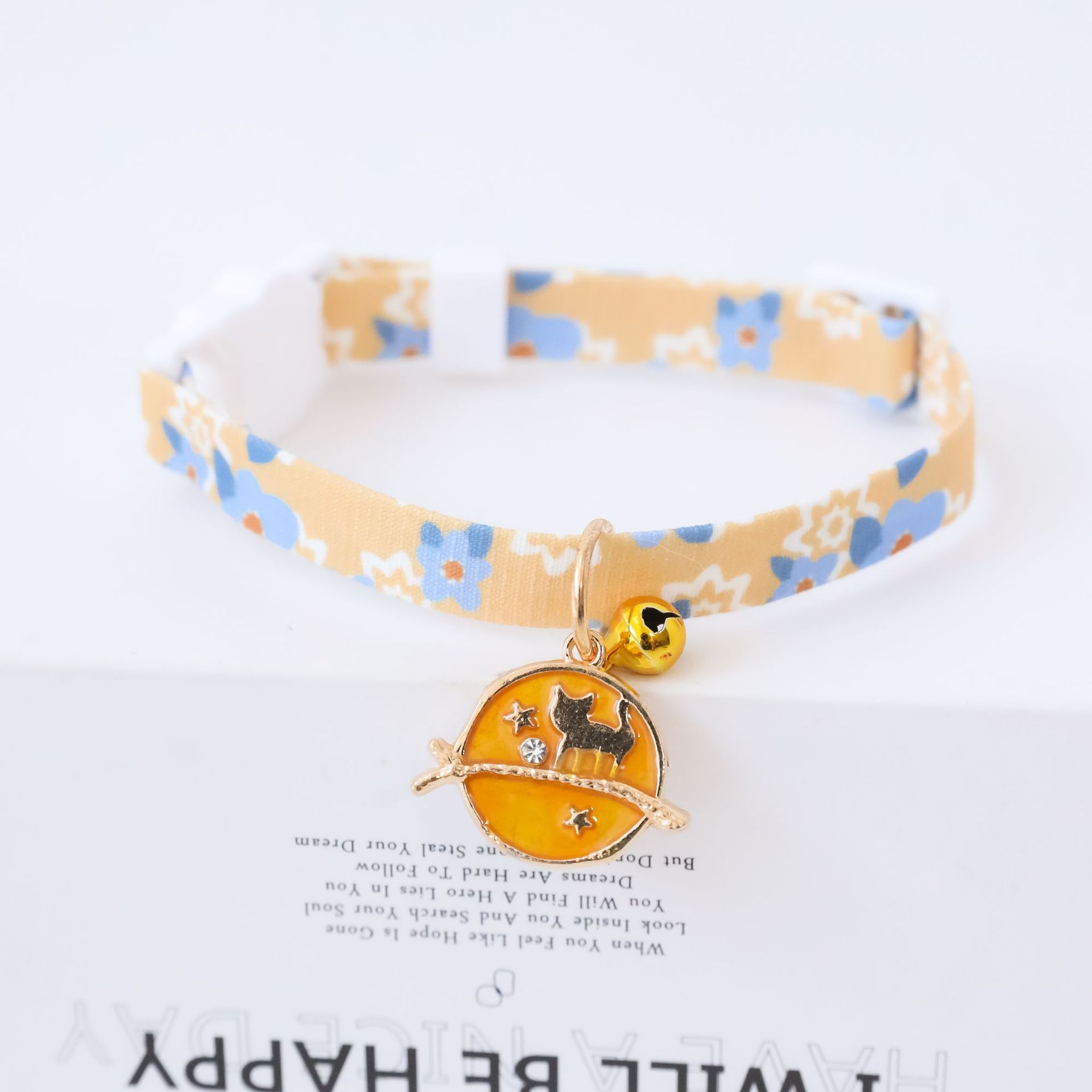 KFX-7238973 Colorful Polyester Pet Collar with Safety Buckle and Bell for Cats and Dogs