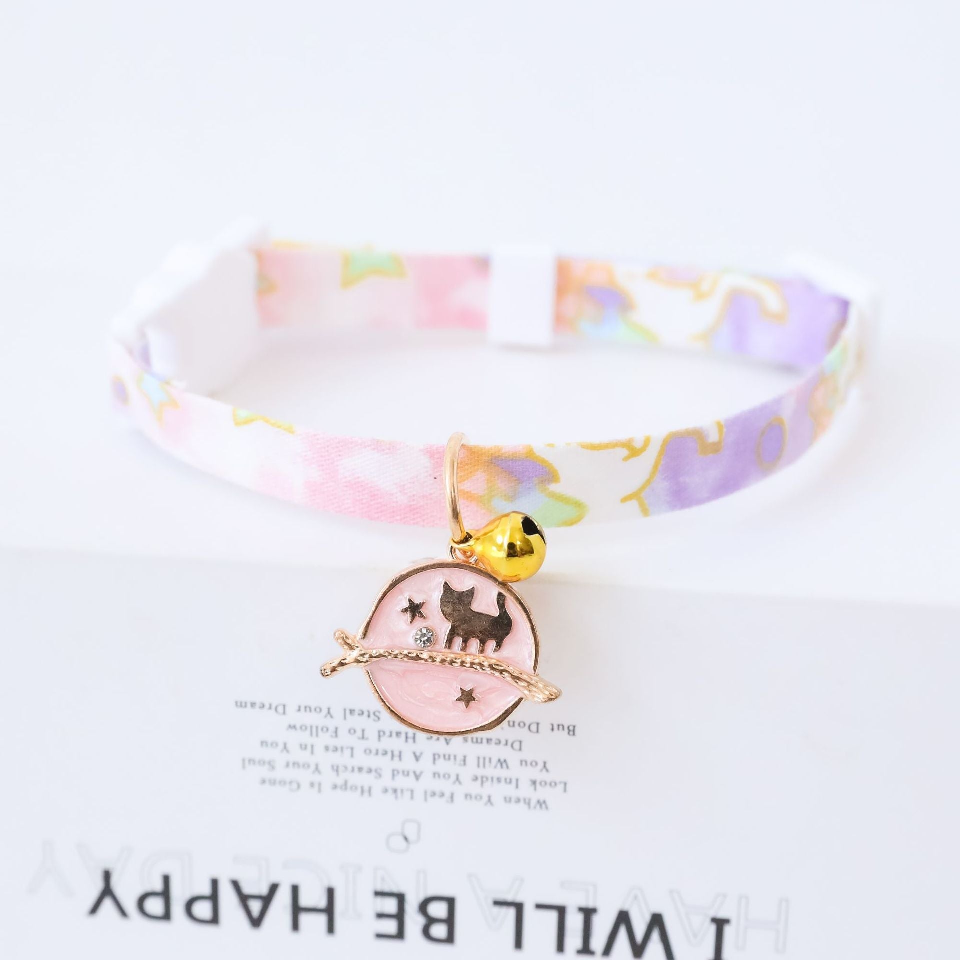 KFX-7238973 Colorful Polyester Pet Collar with Safety Buckle and Bell for Cats and Dogs