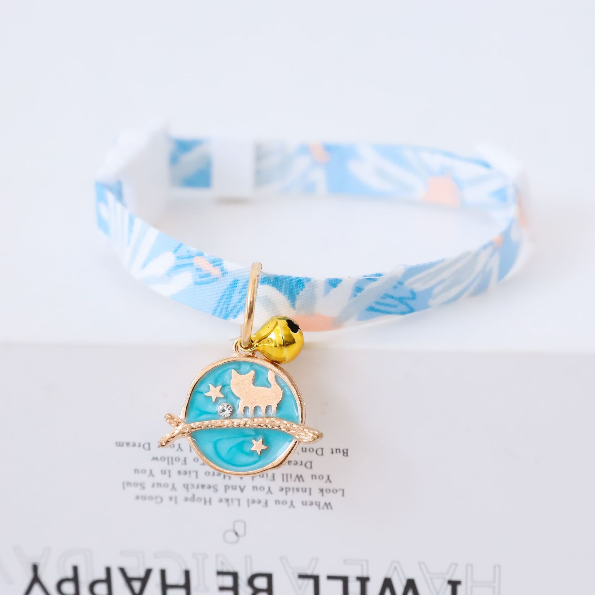 KFX-7238973 Colorful Polyester Pet Collar with Safety Buckle and Bell for Cats and Dogs