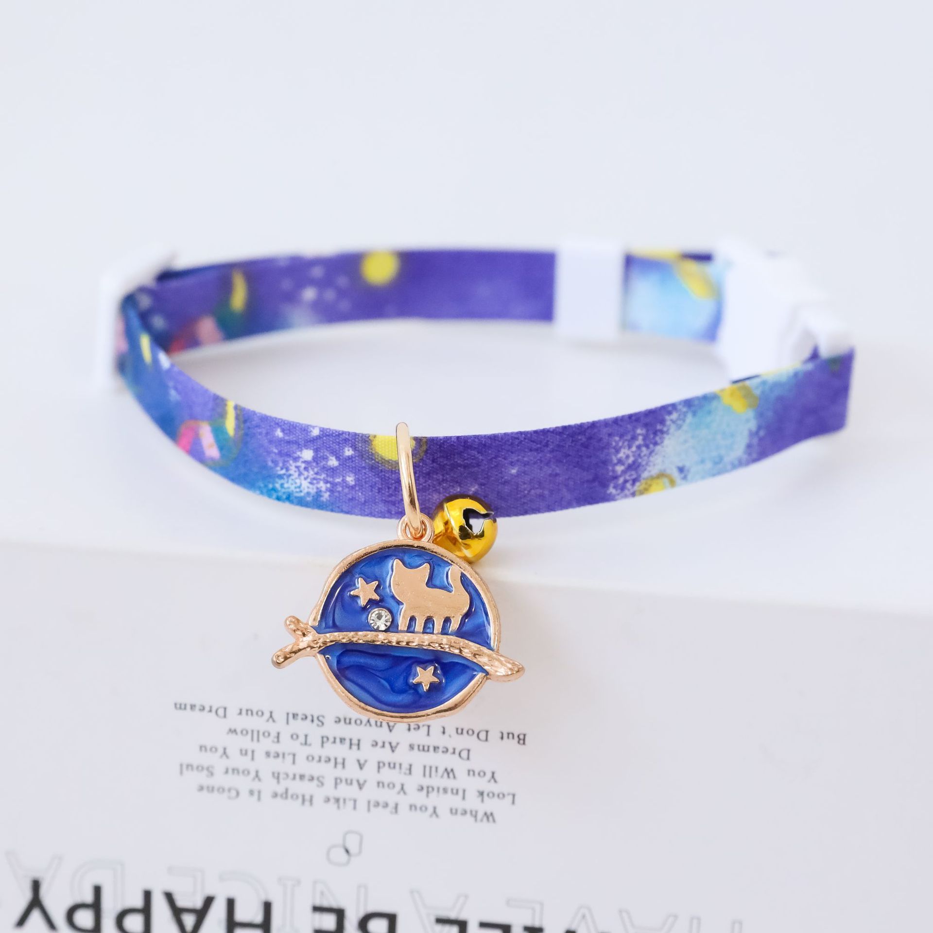 KFX-7238973 Colorful Polyester Pet Collar with Safety Buckle and Bell for Cats and Dogs