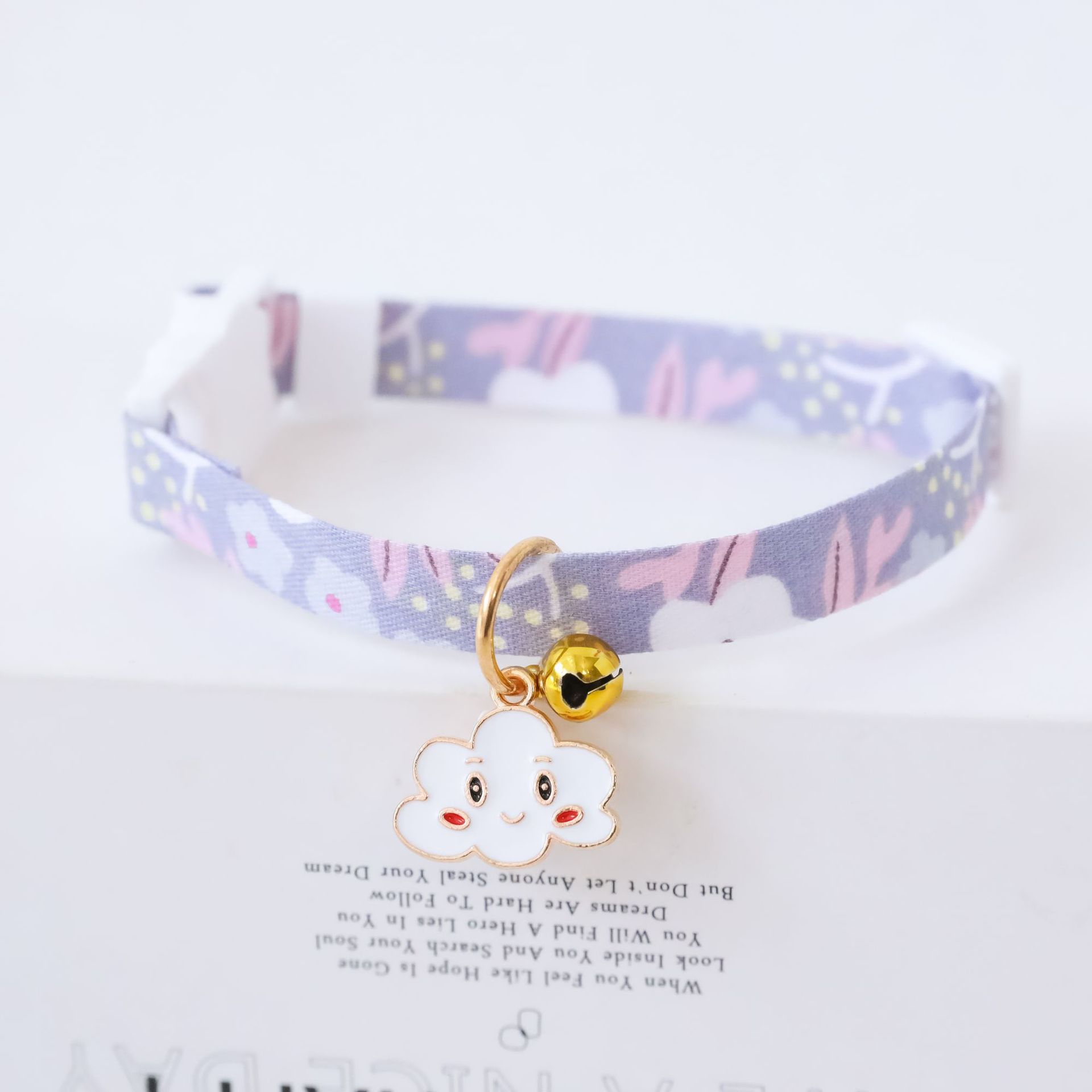 KFX-7238973 Colorful Polyester Pet Collar with Safety Buckle and Bell for Cats and Dogs