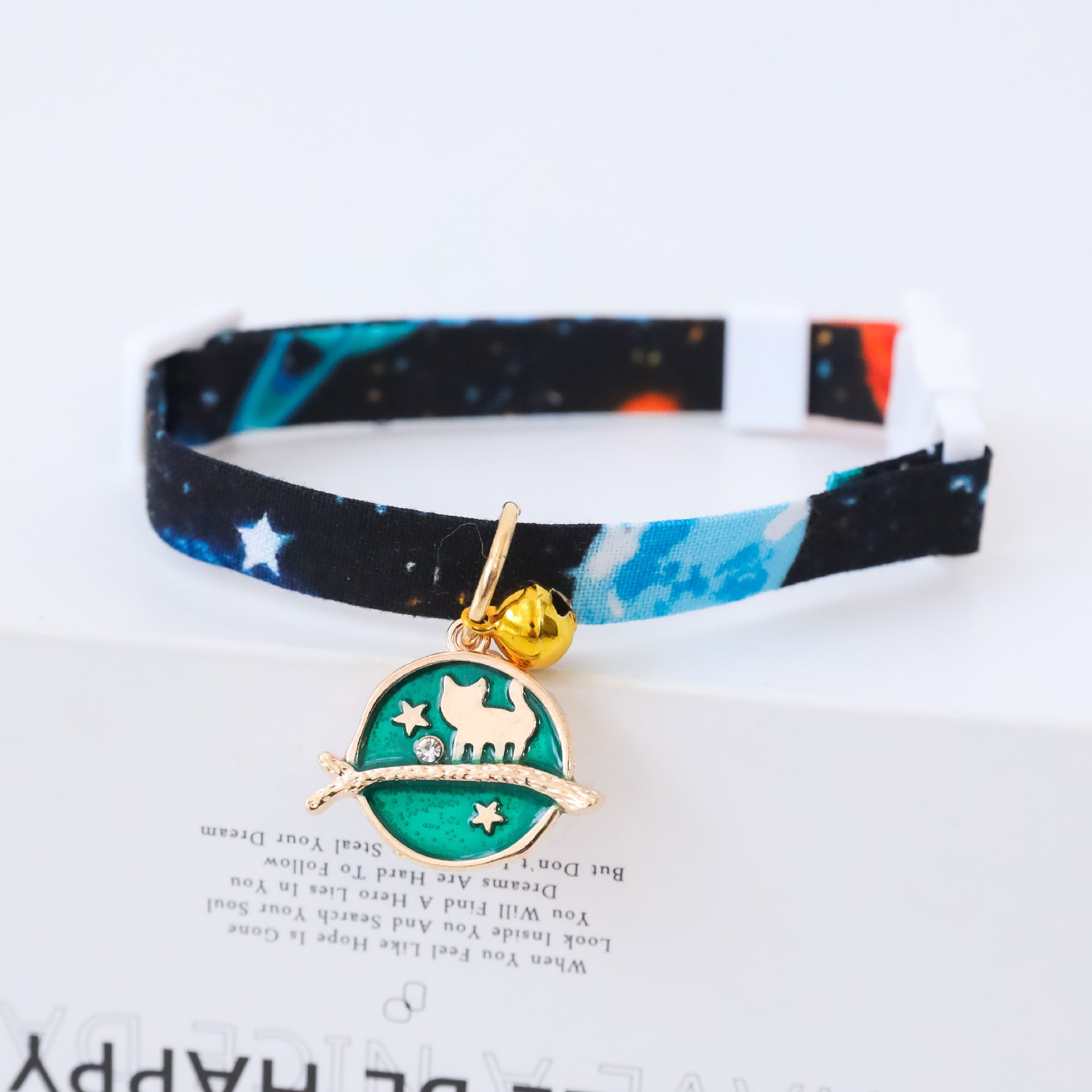 KFX-7238973 Colorful Polyester Pet Collar with Safety Buckle and Bell for Cats and Dogs