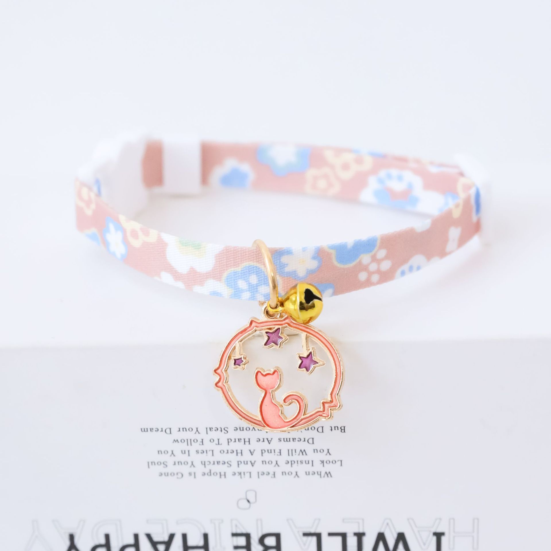 KFX-7238973 Colorful Polyester Pet Collar with Safety Buckle and Bell for Cats and Dogs