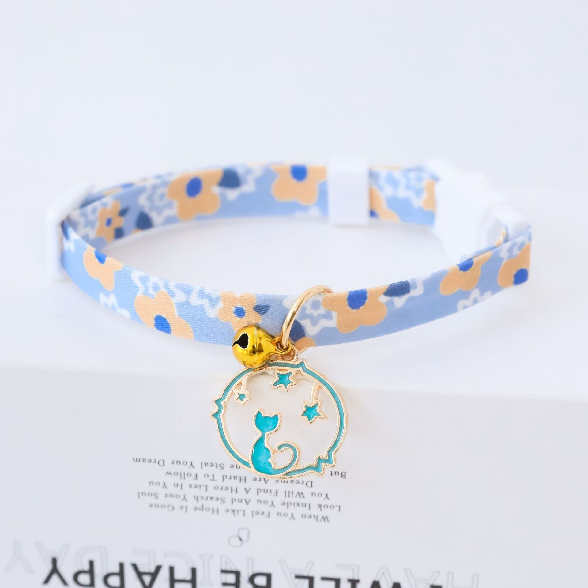 KFX-7238973 Colorful Polyester Pet Collar with Safety Buckle and Bell for Cats and Dogs