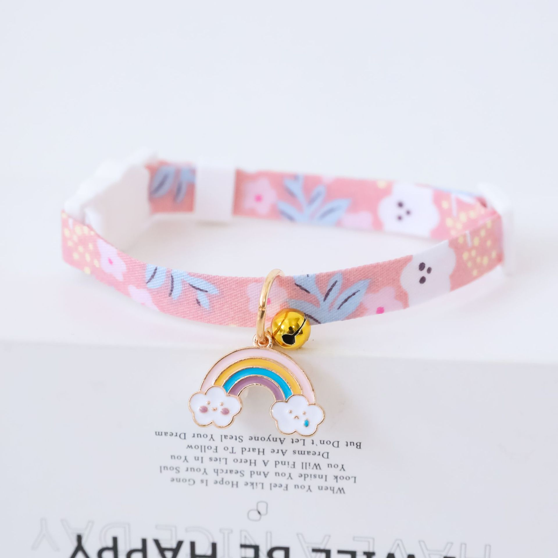 KFX-7238973 Colorful Polyester Pet Collar with Safety Buckle and Bell for Cats and Dogs