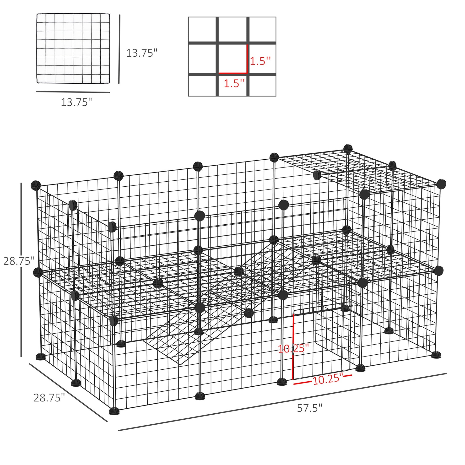 KFX-7240637 Expandable Small Animal Playpen with Door - 36 Panel Cage for Rabbits, Chinchillas & Pet Minks
