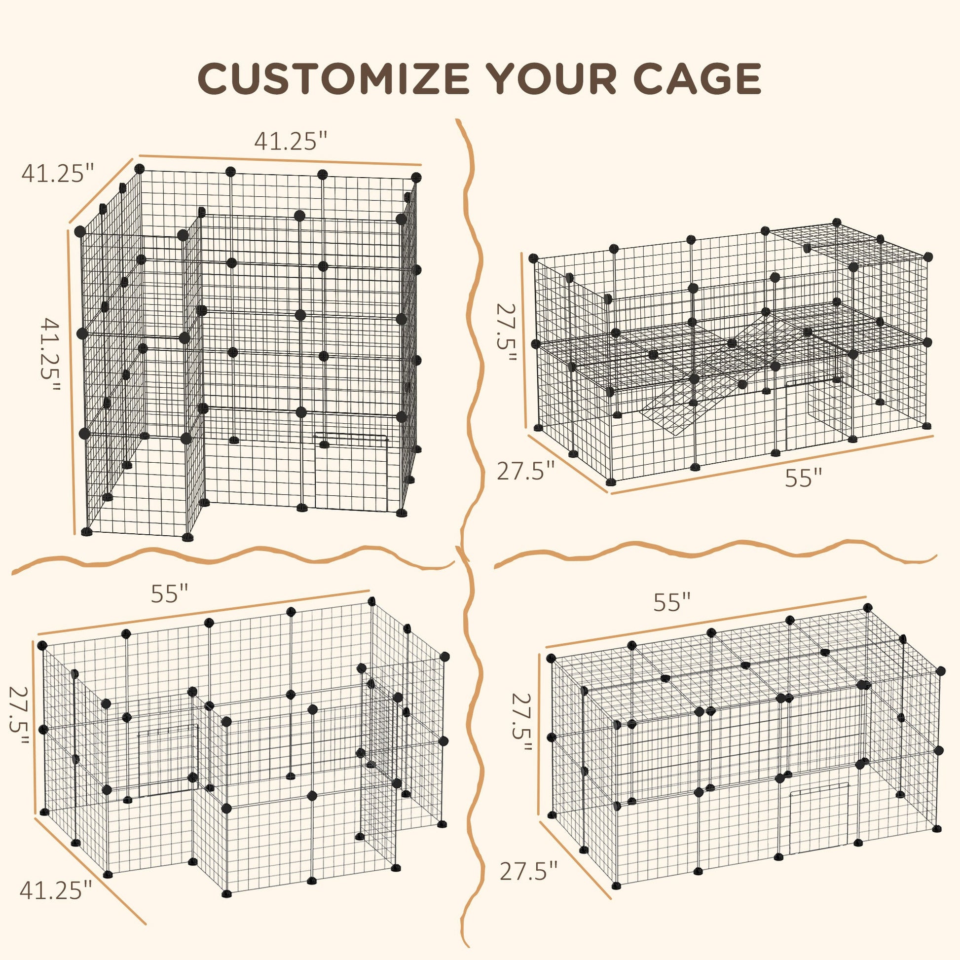KFX-7240637 Expandable Small Animal Playpen with Door - 36 Panel Cage for Rabbits, Chinchillas & Pet Minks