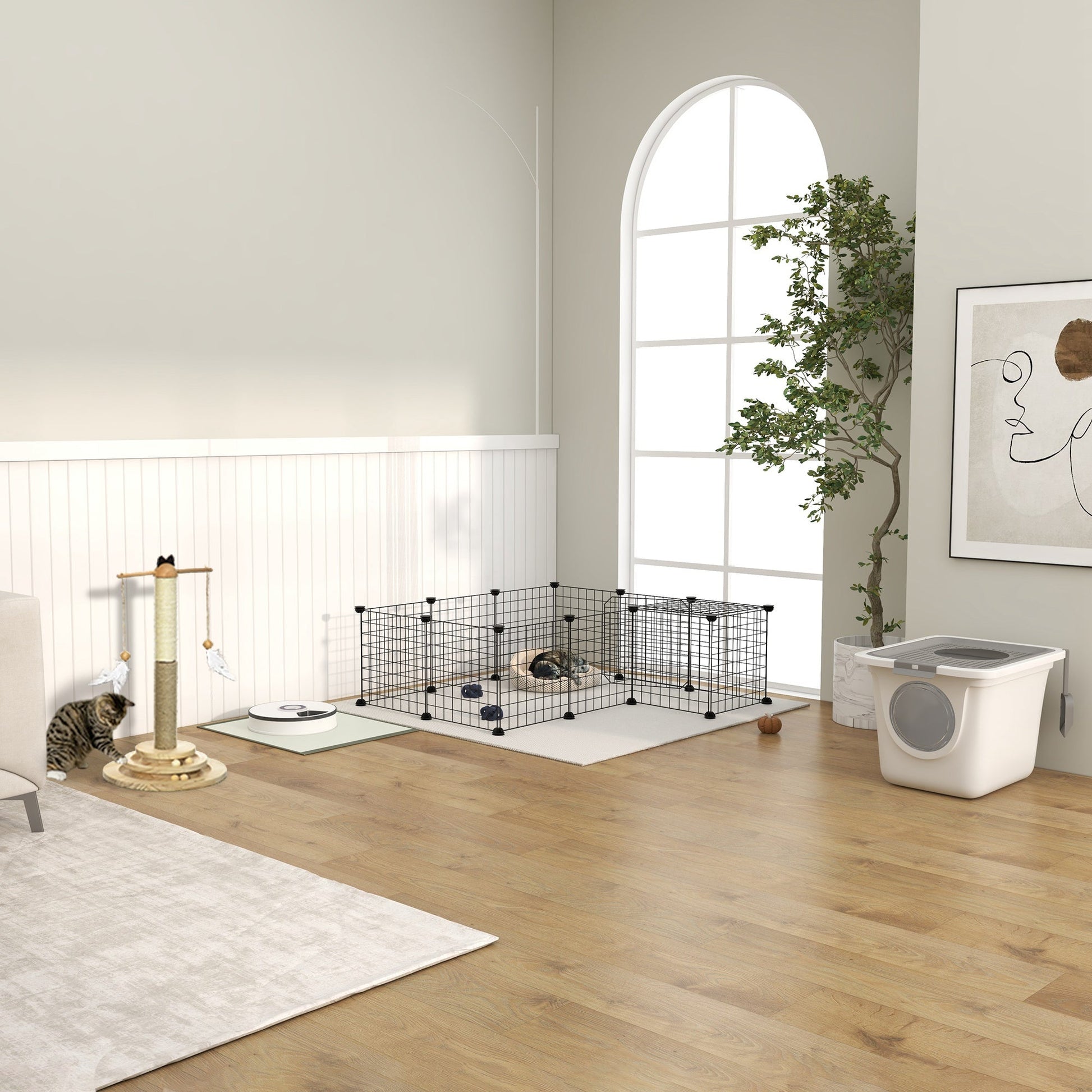 KFX-7240637 Expandable Small Animal Playpen with Door - 36 Panel Cage for Rabbits, Chinchillas & Pet Minks