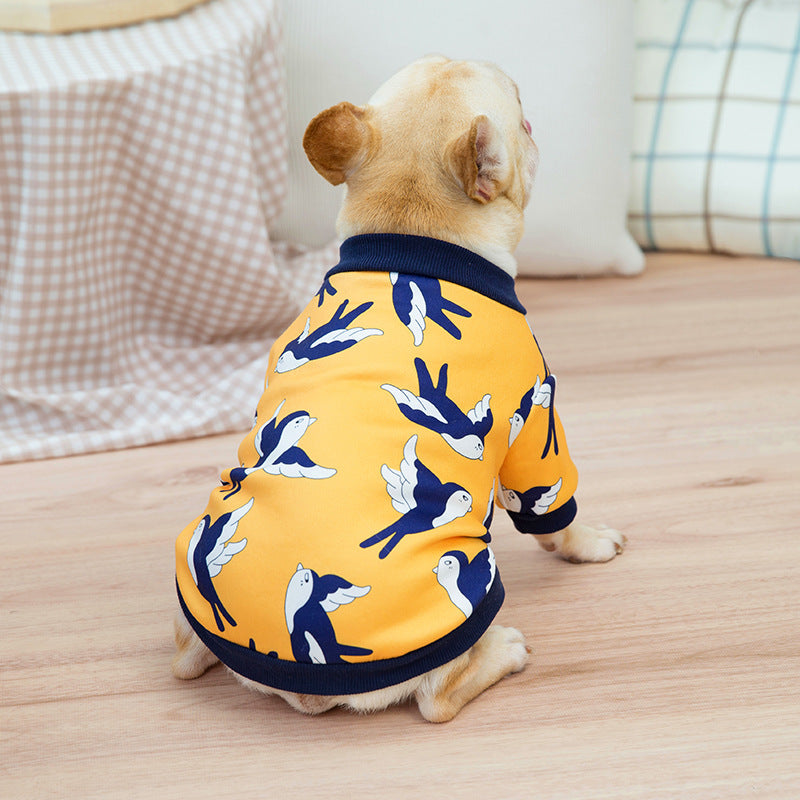 KFX-7242045 Casual Yellow & Dark Blue Dog Sweater for All Breeds - Sizes S to XXL