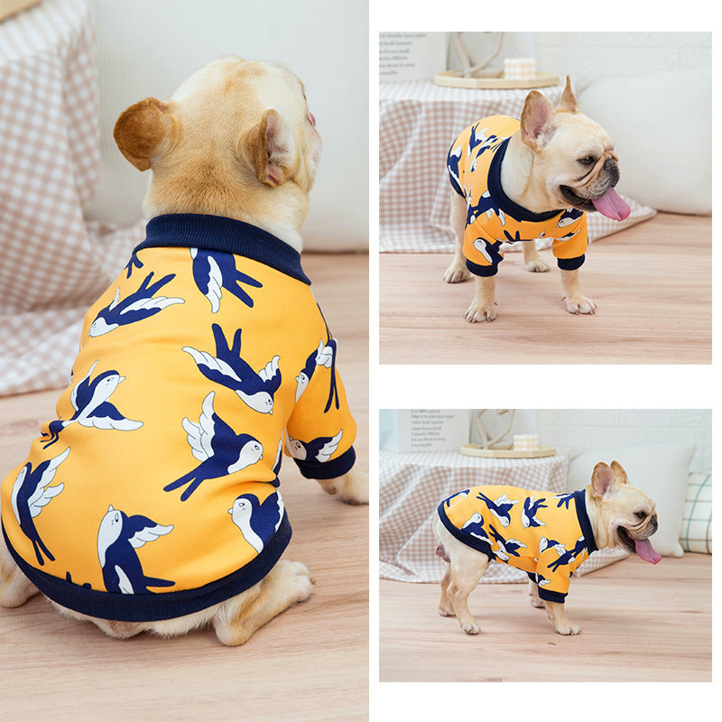 KFX-7242045 Casual Yellow & Dark Blue Dog Sweater for All Breeds - Sizes S to XXL