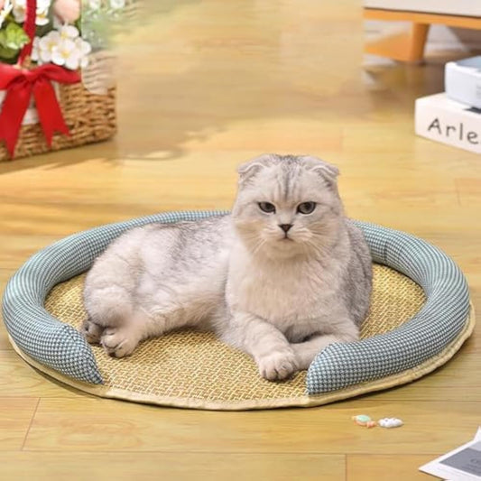KFX-7244221 Cooling Cat Rattan Bed with Breathable Cushion and Lightweight Summer Mattress