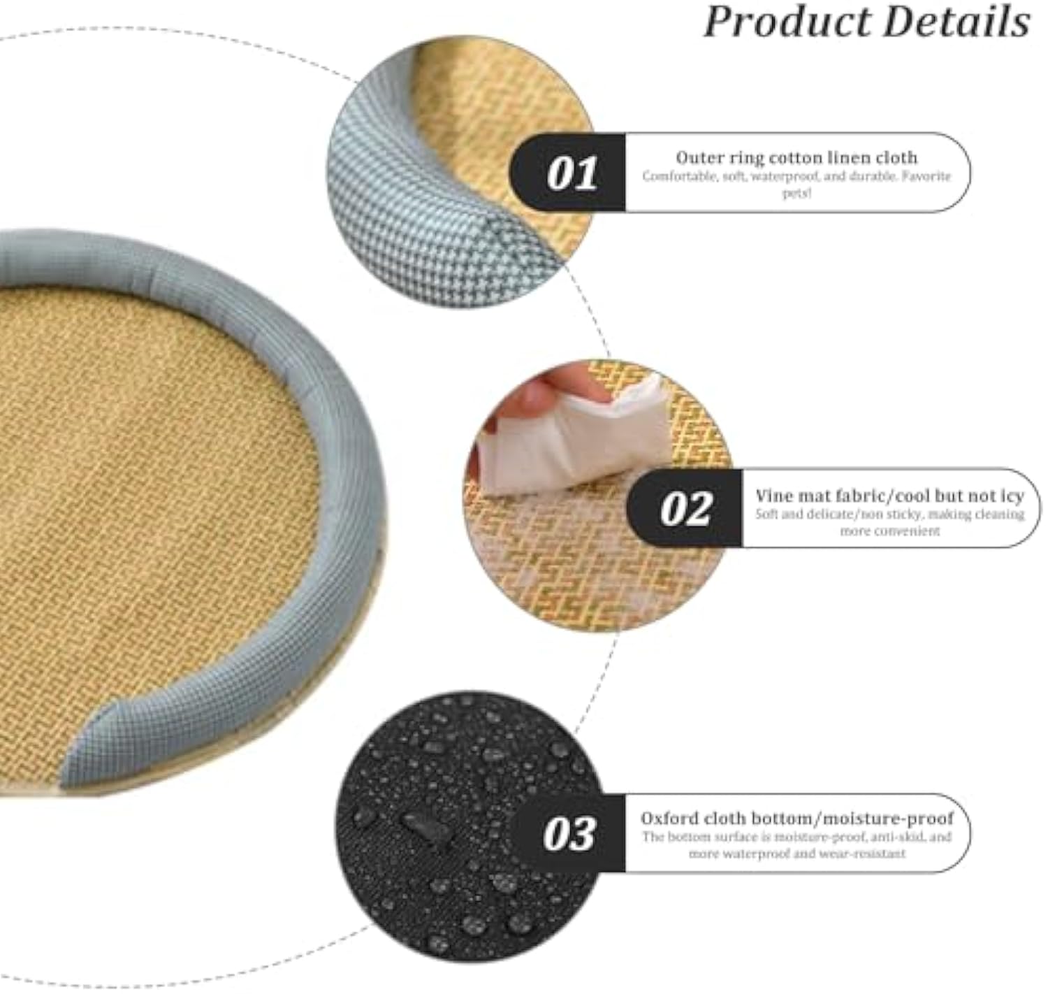 KFX-7244221 Cooling Cat Rattan Bed with Breathable Cushion and Lightweight Summer Mattress