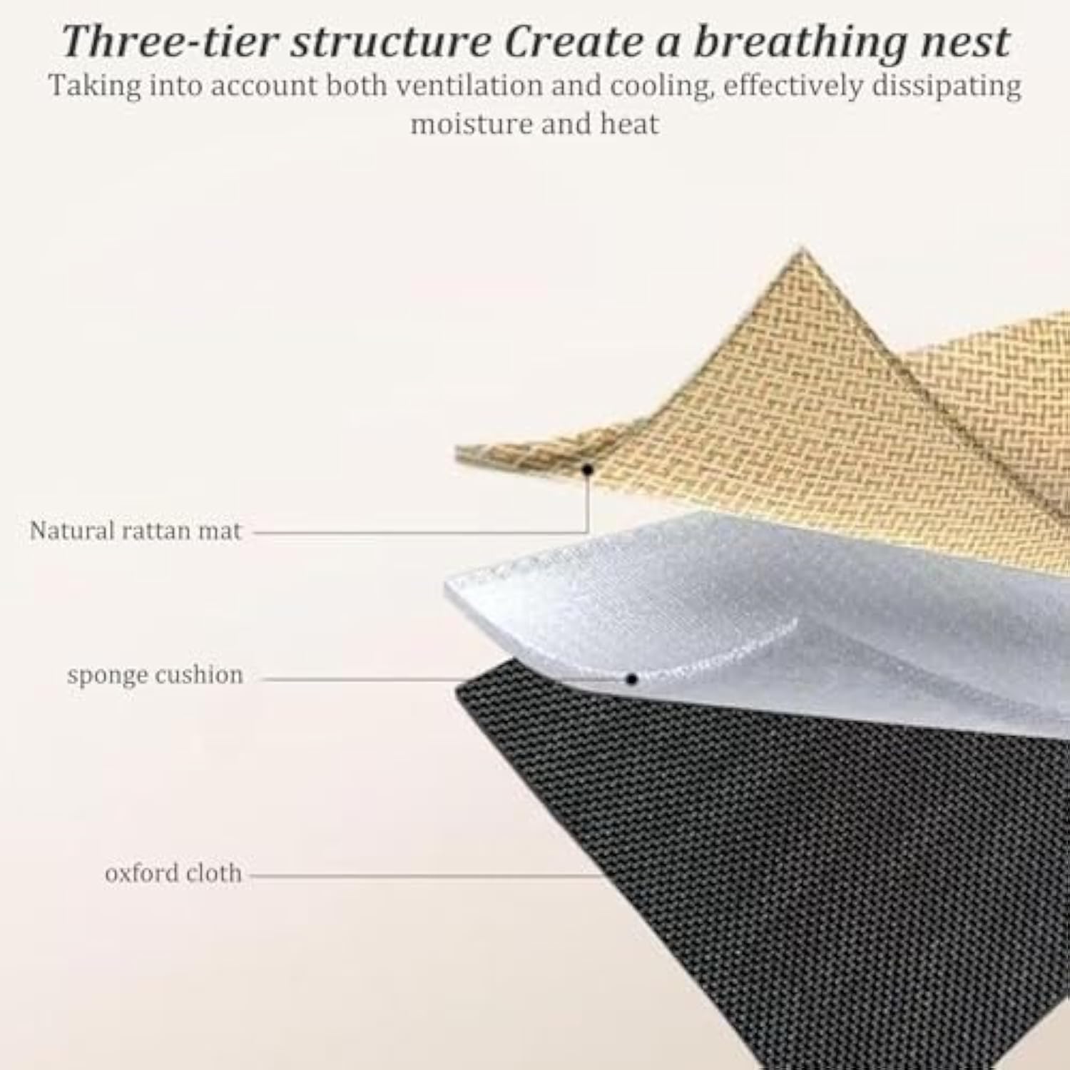 KFX-7244221 Cooling Cat Rattan Bed with Breathable Cushion and Lightweight Summer Mattress