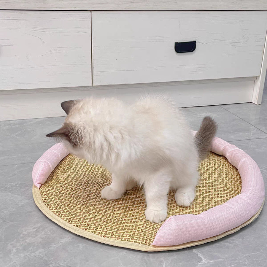 KFX-7244221 Cooling Cat Rattan Bed with Breathable Cushion and Lightweight Summer Mattress