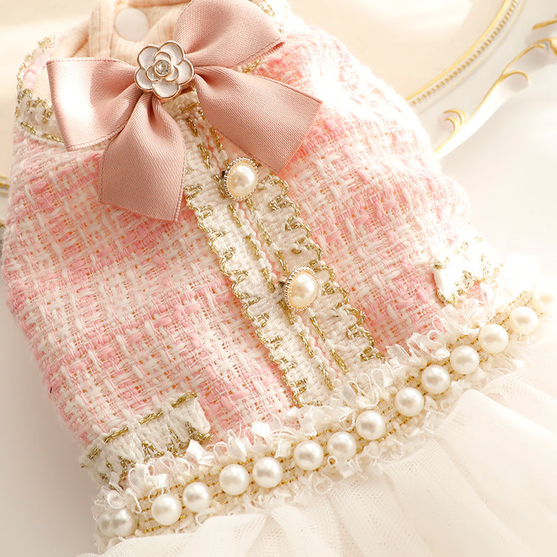 KFX-7244349 Lace Skirt Dress for Small Dogs - Soft Woolen Fabric in Multiple Colors