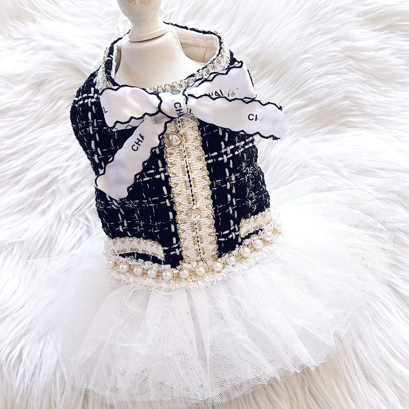 KFX-7244349 Lace Skirt Dress for Small Dogs - Soft Woolen Fabric in Multiple Colors