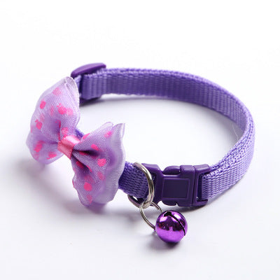 KFX-7244733 Adjustable Pet Bow Collar with Bell for Small to Medium Dogs