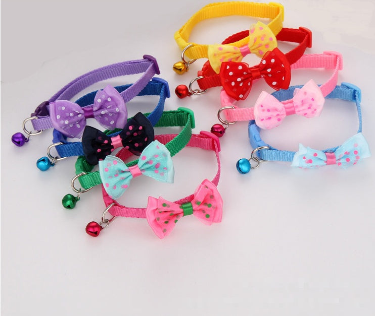 KFX-7244733 Adjustable Pet Bow Collar with Bell for Small to Medium Dogs