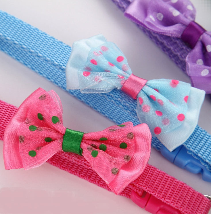 KFX-7244733 Adjustable Pet Bow Collar with Bell for Small to Medium Dogs
