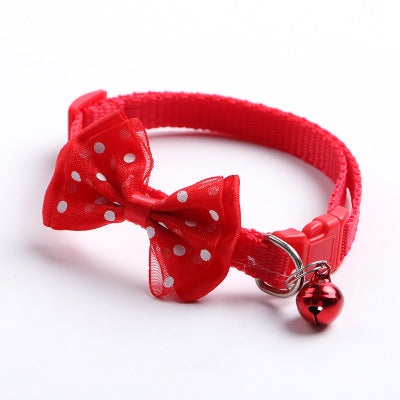 KFX-7244733 Adjustable Pet Bow Collar with Bell for Small to Medium Dogs