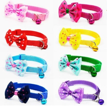 KFX-7244733 Adjustable Pet Bow Collar with Bell for Small to Medium Dogs