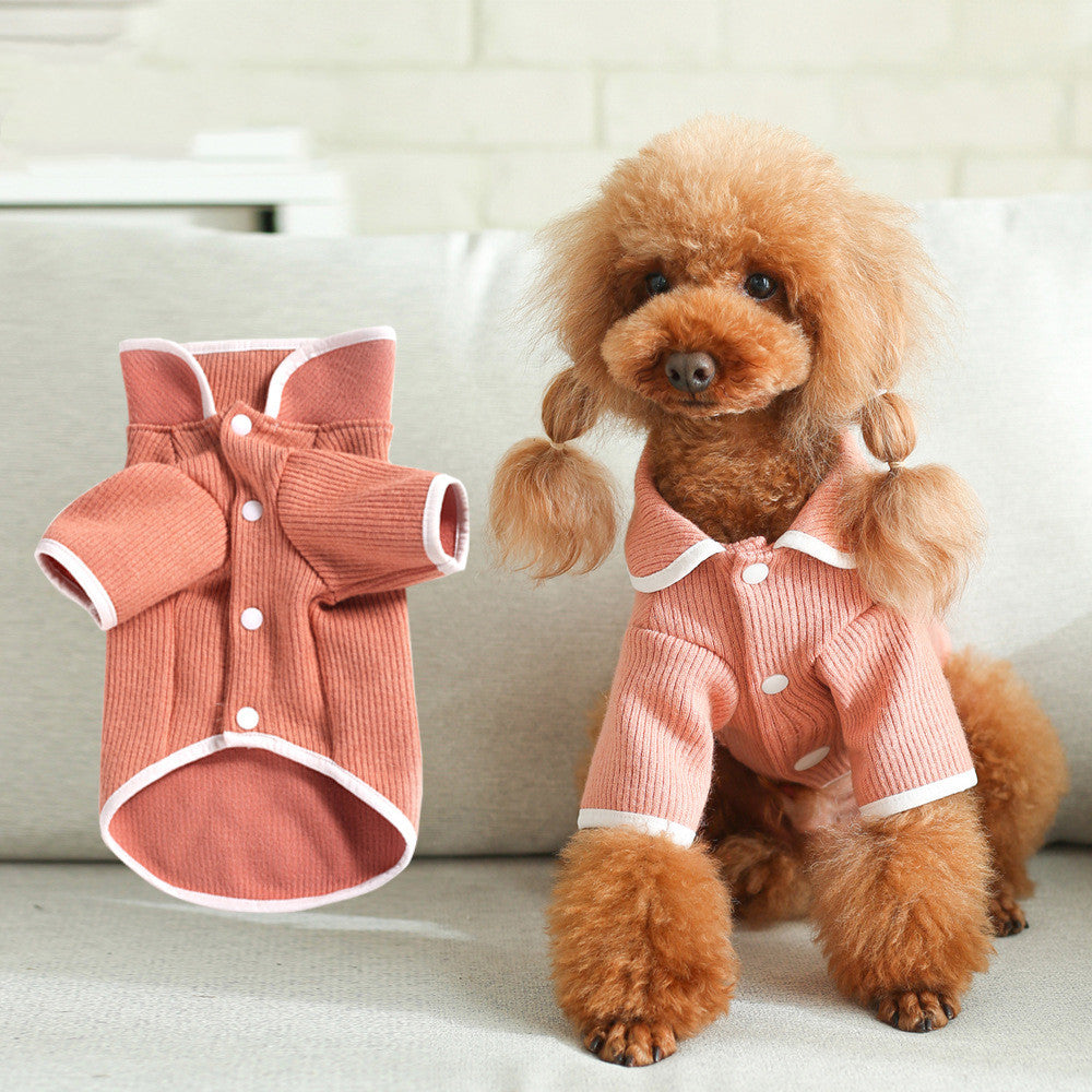 KFX-7245117 Japanese and Korean Cotton Dog Lapel Knit Sweater in Jade Powder, Khaki, and Golden
