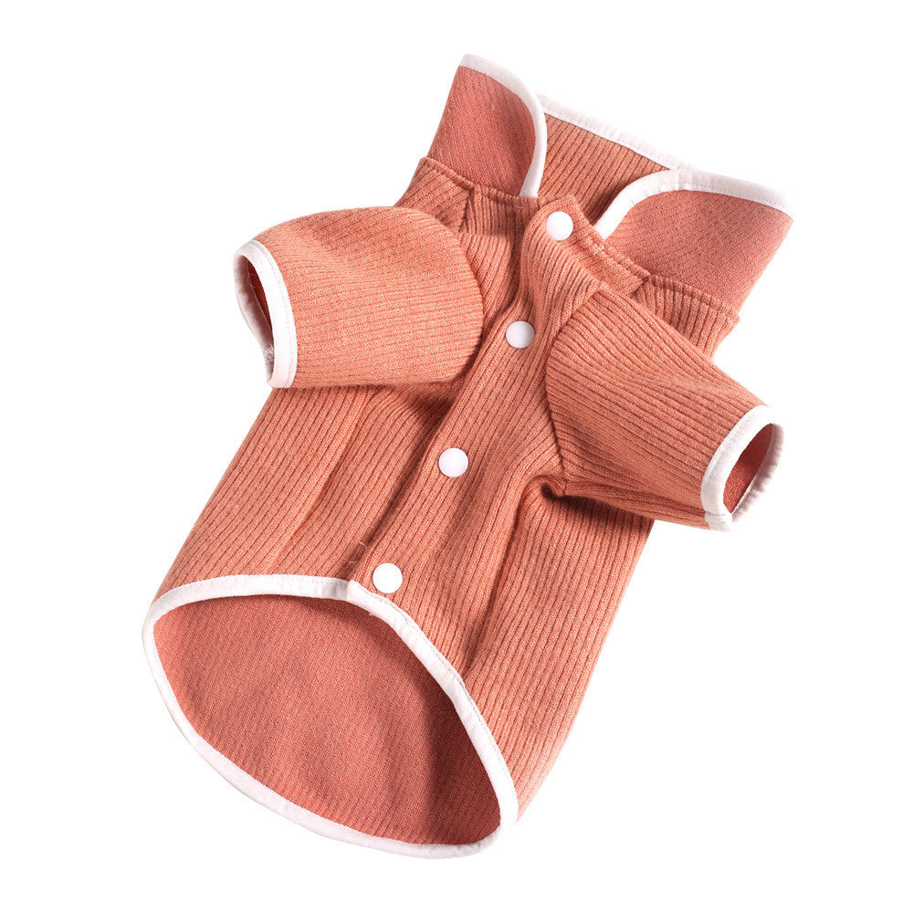 KFX-7245117 Japanese and Korean Cotton Dog Lapel Knit Sweater in Jade Powder, Khaki, and Golden