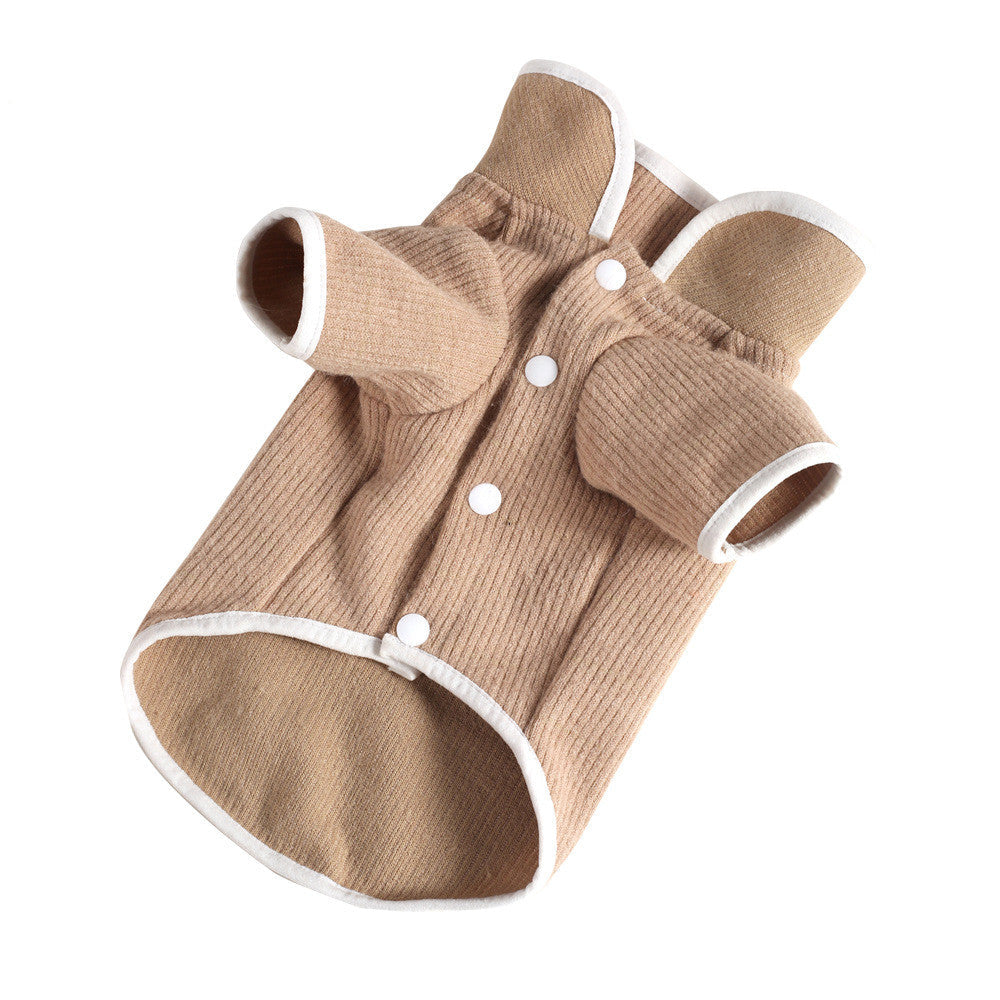 KFX-7245117 Japanese and Korean Cotton Dog Lapel Knit Sweater in Jade Powder, Khaki, and Golden