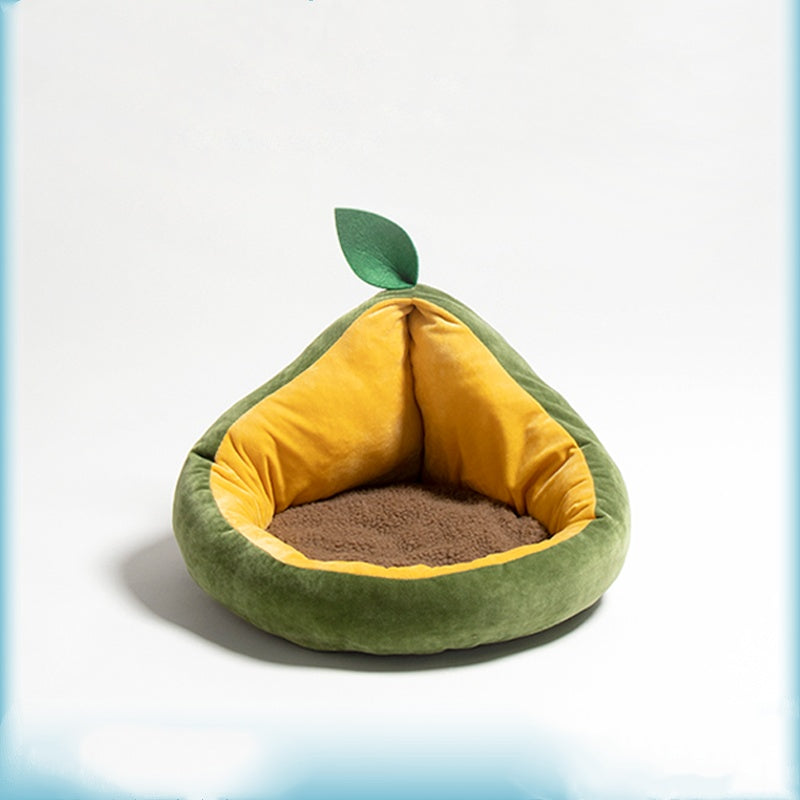 KFX-7246781 Avocado-Themed Detachable Pet Nest for Cats and Small Dogs, Cotton Material, Compact Size 480x450x300mm