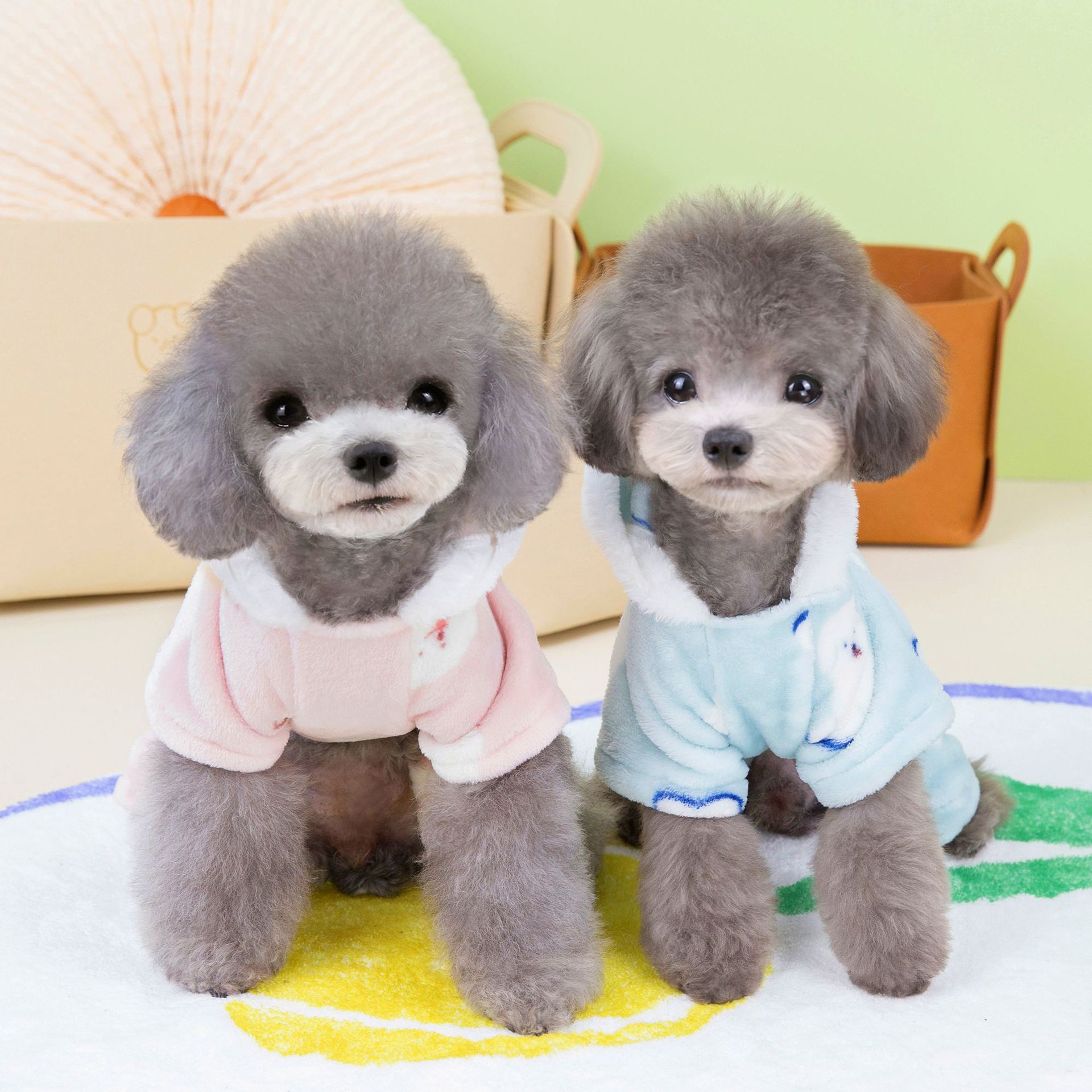 KFX-7246909 Stylish Puppy Puffa Jackets in Pink, Blue, and Gray – S to XXL in Coral Velvet
