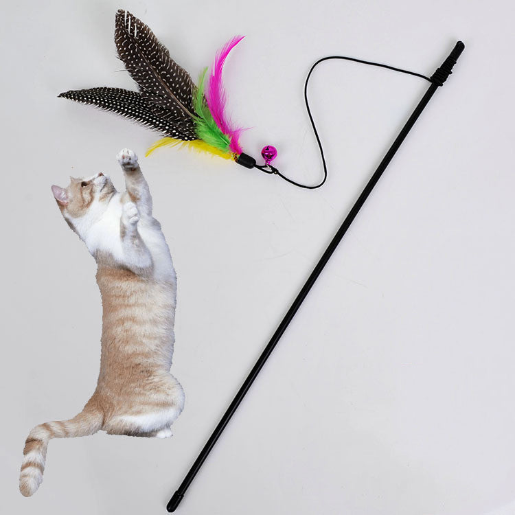 KFX-7247549 Plush Cat Teaser Feather Toy with Bell for Engaging Playtime
