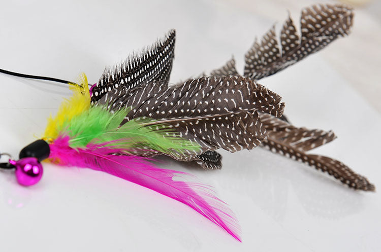 KFX-7247549 Plush Cat Teaser Feather Toy with Bell for Engaging Playtime