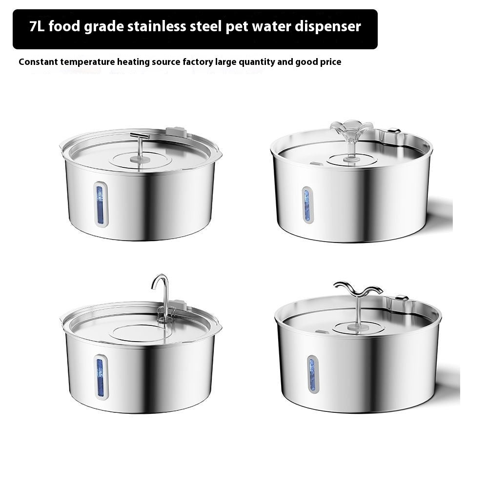 KFX-7248573 7L Stainless Steel Automatic Pet Water Dispenser with Heating Feature for Dogs and Cats