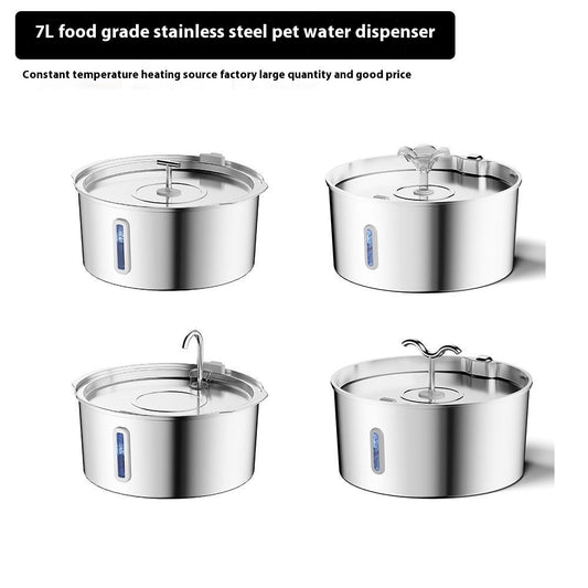 KFX-7248573 7L Stainless Steel Automatic Pet Water Dispenser with Heating Feature for Dogs and Cats