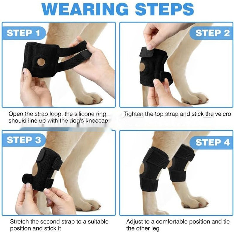 KFX-7249341 Pet Dog Joint Knee Pad for ACL Tear Rehabilitation and Joint Dislocation Protection - Black