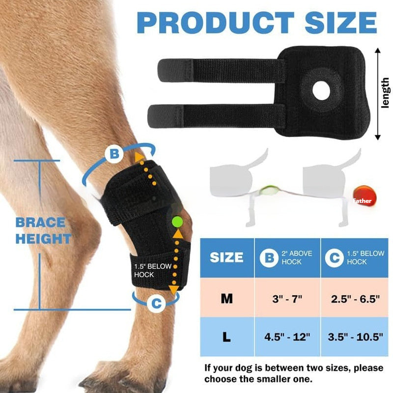 KFX-7249341 Pet Dog Joint Knee Pad for ACL Tear Rehabilitation and Joint Dislocation Protection - Black