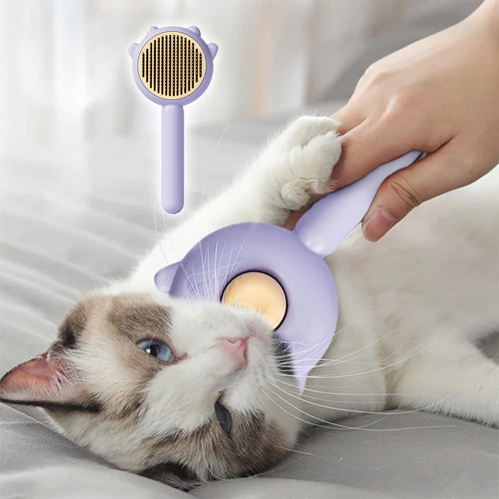 KFX-7249981 Pet Hair Cleaner Brush with One-Touch Release for Cats and Dogs, Ideal for Long and Short Hair, Eco-Friendly Massage Features