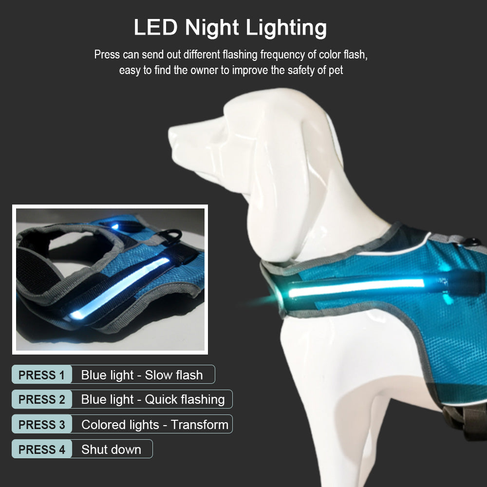 KFX-7251773 Luminous LED Pet Chest Strap - Lake Blue and Fluorescent Green Options Available