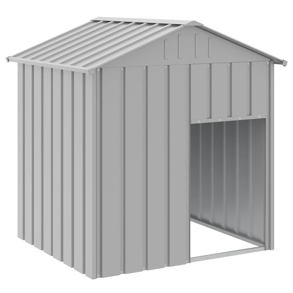 KFX-7252541 Light Gray Galvanized Steel Doghouse with Roof, 117x103x123 cm, Safe and Comfortable Shelter for Pets