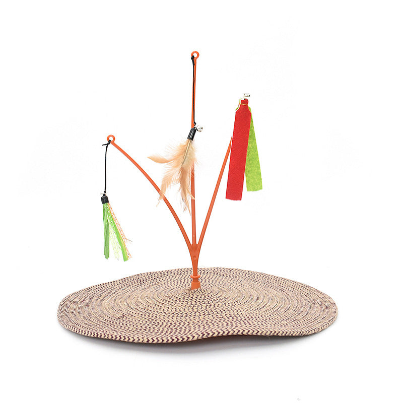 KFX-7253309 Cat Scratching Pad with Cotton Rope and Feather Stick for All Ages