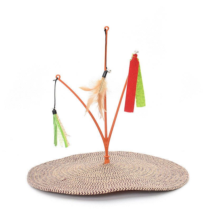 KFX-7253309 Cat Scratching Pad with Cotton Rope and Feather Stick for All Ages