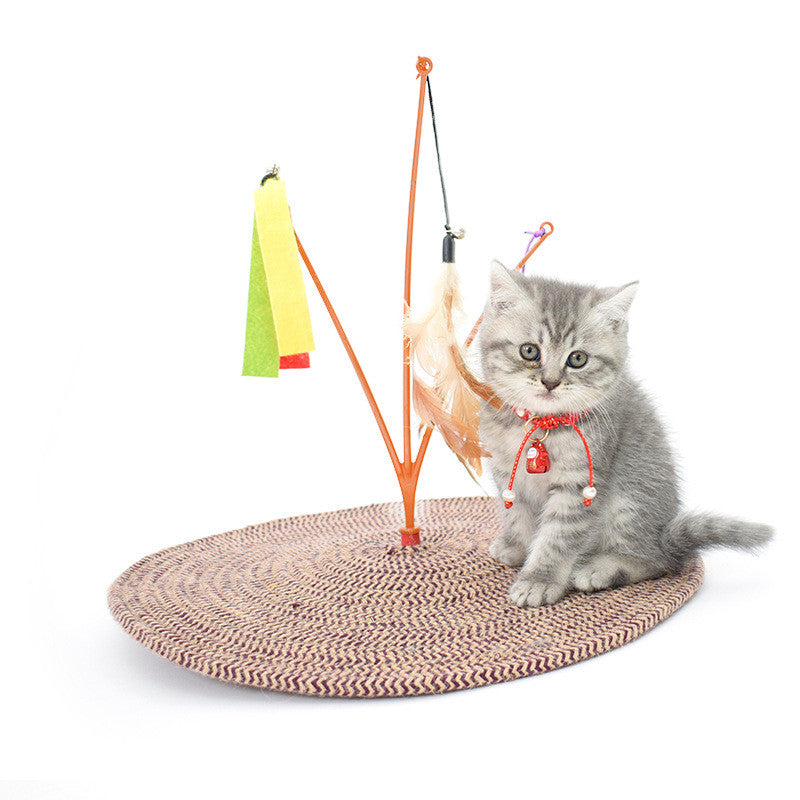 KFX-7253309 Cat Scratching Pad with Cotton Rope and Feather Stick for All Ages