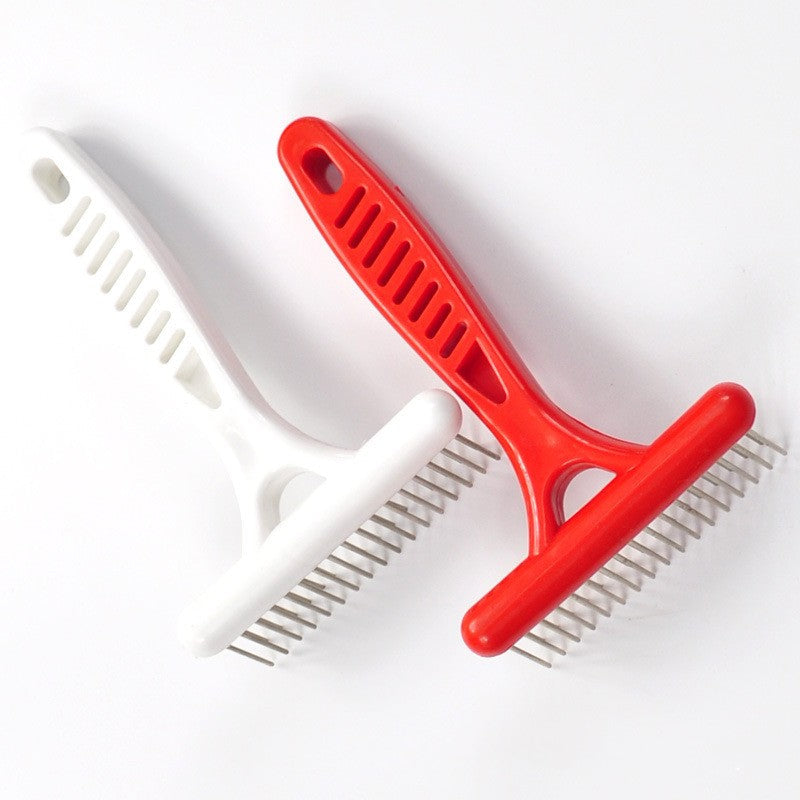 KFX-7254077 Knot Untying Comb for Dogs and Cats - ABS and Stainless Steel, White and Red Options