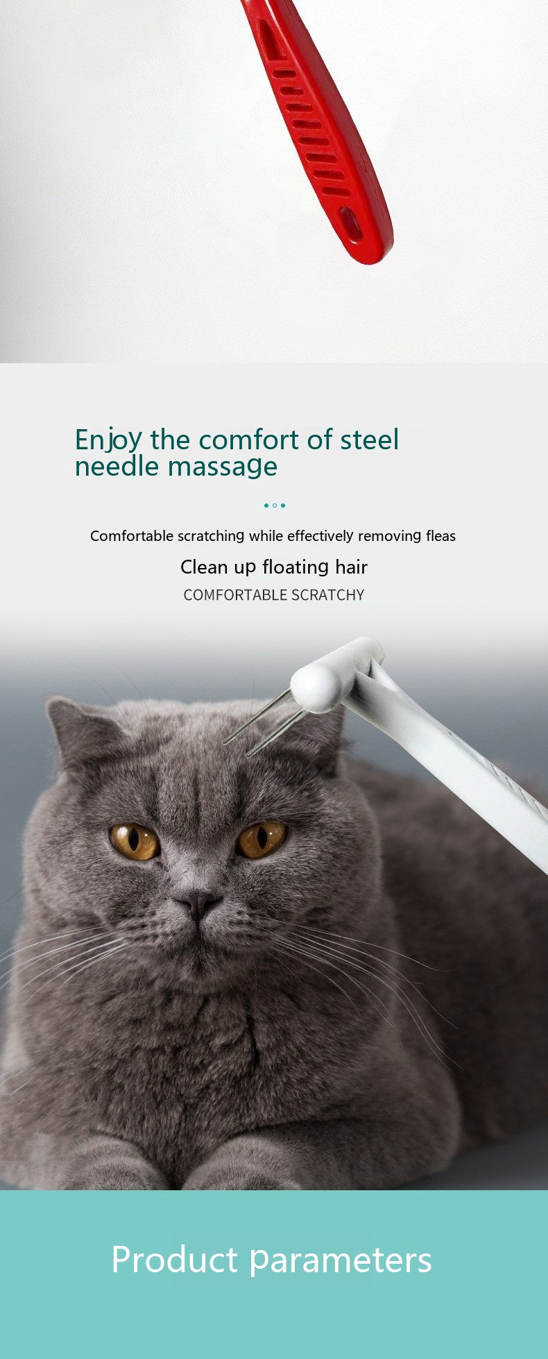 KFX-7254077 Knot Untying Comb for Dogs and Cats - ABS and Stainless Steel, White and Red Options
