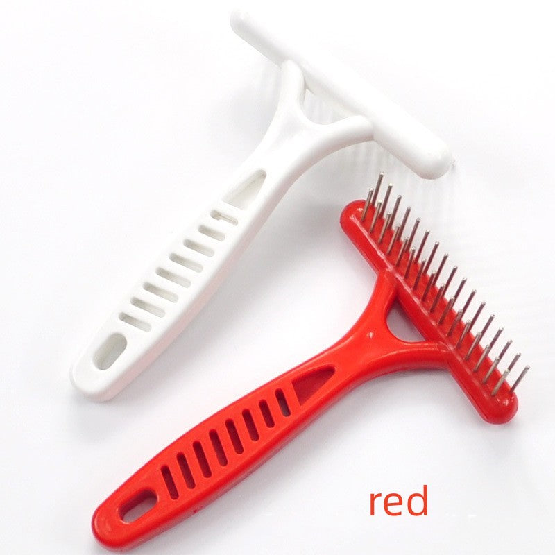 KFX-7254077 Knot Untying Comb for Dogs and Cats - ABS and Stainless Steel, White and Red Options