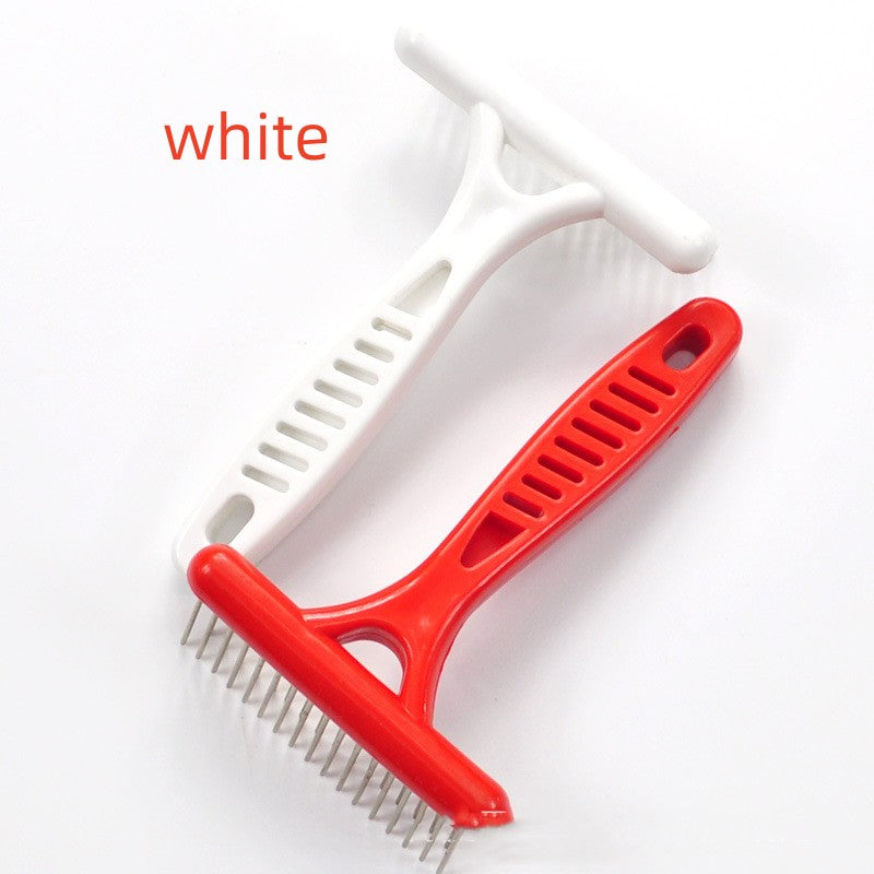 KFX-7254077 Knot Untying Comb for Dogs and Cats - ABS and Stainless Steel, White and Red Options