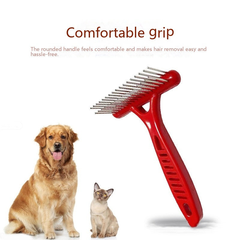 KFX-7254077 Knot Untying Comb for Dogs and Cats - ABS and Stainless Steel, White and Red Options