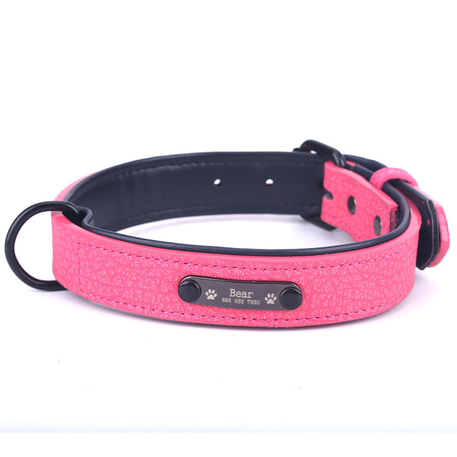 KFX-7254333 Customizable Anti-Loss Nameplate Dog Collar with Traction Rope - Durable Fiber Material