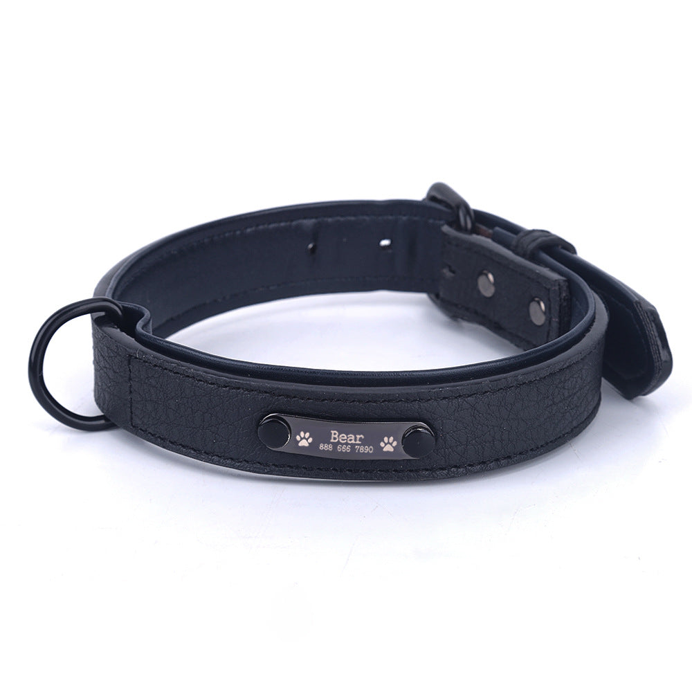 KFX-7254333 Customizable Anti-Loss Nameplate Dog Collar with Traction Rope - Durable Fiber Material